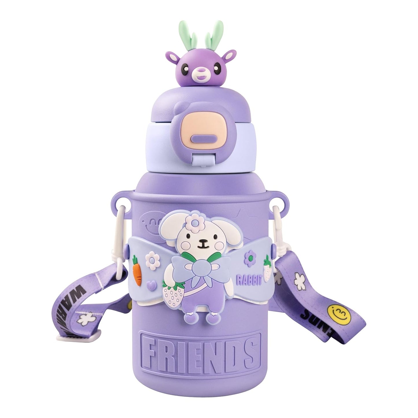 Plufin™ SipBuddy – Cute Kids Water Bottle with Spill-Proof Lid Dark Blue (500ml)