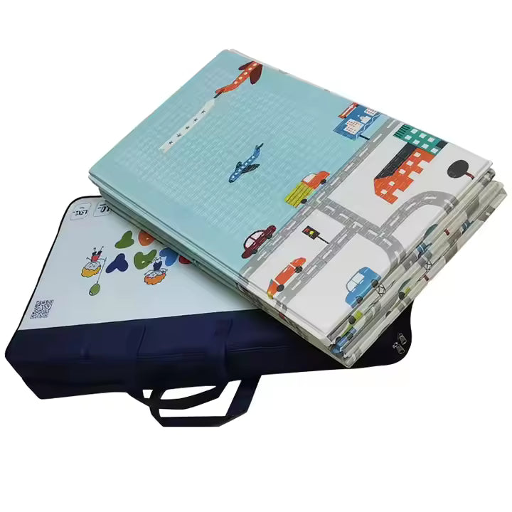 Plufin™ Extra Lage Foldable Baby Play Mat 6.5x5 ft – BPA Free, Reversible & Waterproof