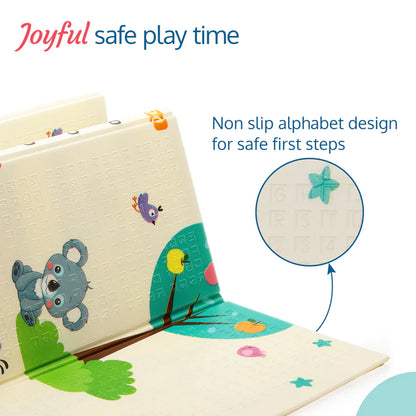 Plufin™ Extra Lage Foldable Baby Play Mat 6.5x5 ft – BPA Free, Reversible & Waterproof