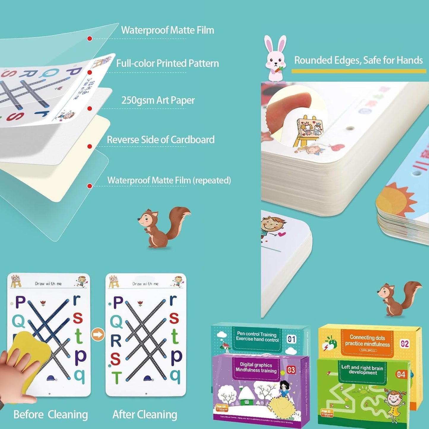 96-Page Reusable Magic Tracking Workbook for Kids