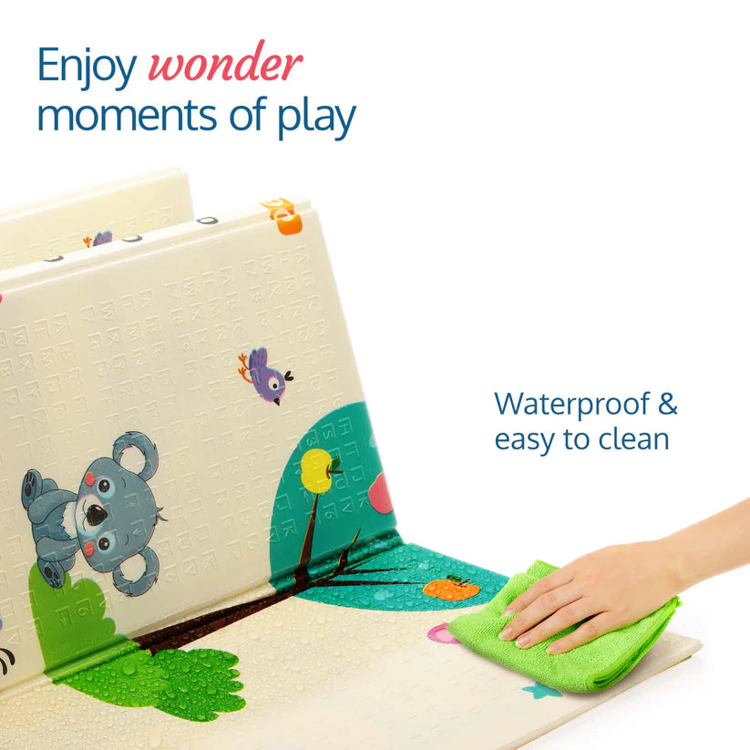 Plufin™ Extra Lage Foldable Baby Play Mat 6.5x5 ft – BPA Free, Reversible & Waterproof